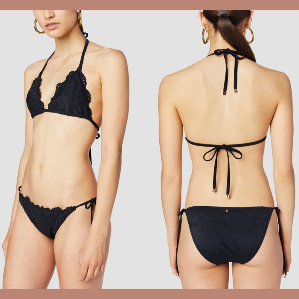 NWT‎ 2PC DEREK LAM 10 Crosby Scalloped Eyelet Bikini Top + Bottom [ Small ]